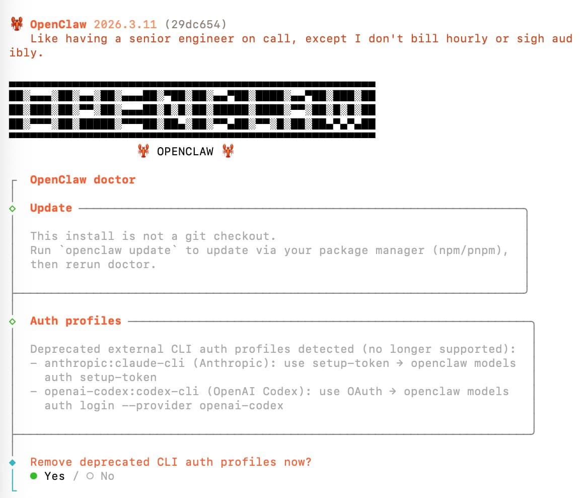 Doctor 顯示 deprecated auth profiles